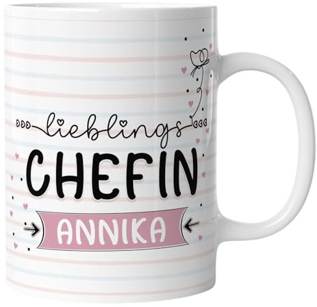 timalo® Tasse Lieblings Chefin mit Namen bedrucken lassen | Personalisierte Namenstasse mit Wunschname zum Geburtstag Geschenktasse für Frauen | mug-li1-12