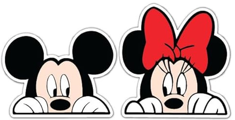IMPERIAL VIBES – Peeking Mickey Mouse & Minnie Mouse Sticker – Vinyl Decal for Car, Van Bumper Indoor and Outdoor Laptop Decal – Waterproof Decal for Window - Pack of 2 Imp 042