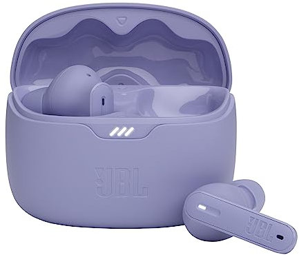JBL Auriculares Tune Beam In-Ear, inalámbricos, resistentes al agua, cancelación de ruido y tecnología de 4 micrófonos, con batería de hasta 48 horas de duración, en morado