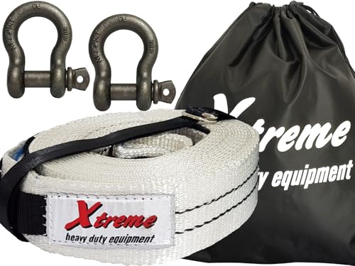 Kit de recuperación para vehículos todoterreno 4x4 y caravana, resistencia a la rotura 9000 kg, longitud 8 metros, elasticidad 20%, cinta para cerrar, grilletes para enganchar el vehículo, bolsa de