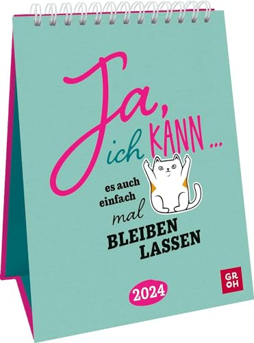 Harenberg Ja ich kann … es auch einfach mal bleiben lassen-Wochenkalender 2024 im Hochformat-Groh-Verlag-Kalender zum Aufstellen mit 52 frechen Sprüchen in farbenfroher Gestaltung-12,3 cm x 17,7 cm