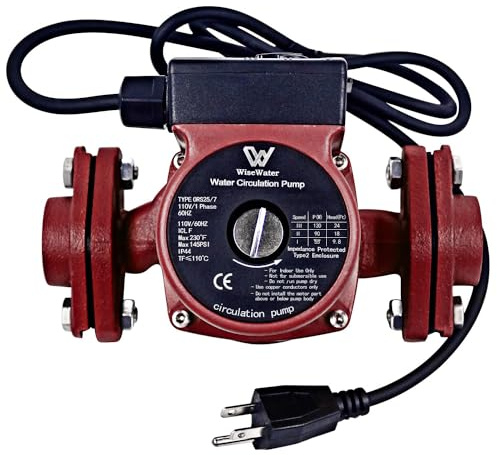 AB 110V Circulation Pump, 130W 13 GPM Hot Water Recirculating Pump with 3/4 FNPT Flanges, 3 Speed Switchable Circulator Pump for Boiler, Solar Heater and Hydronic Radiant Heating, Cast Iron, Red