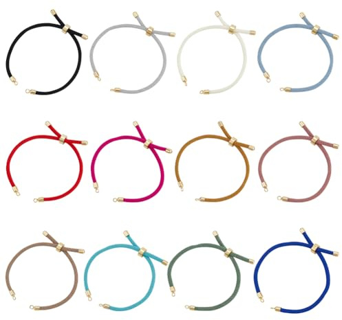 UNICRAFTALE 12 Stk 12 Farben Schiebe Armbänder Nylon Armband Mit Gedrehter Kordel Und Kettengliedern Mit Messingbeschlägen Verstellbare Armbandketten Für Schmuckherstellung DIY Armbandherstellung