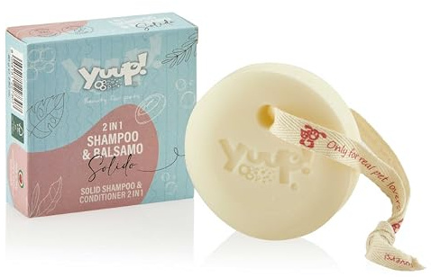 YUUP! - Seife Shampoo und Conditioner Hund und Katze 2 in 1, abbaubarer Shampoo Bar biologisch mit Sheabutter, Leinsamen, Reisstärke und Panthenol
