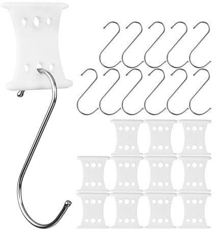 Markisenhaken für Kederschiene, 12 Pack, Weiß, für Kederleisten mit ∅5-6mm und ∅7-8mm, Set mit 12 x 120mm Edelstahl S-Haken, Haken Wohnwagen Vorzeltkeder, Kederhaken Camping Markise, Aufhänger Keder