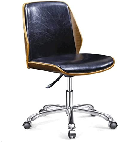 Rieort Bürostuhl Bürostuhl Verstellbarer Schreibtischstuhl Holz Leder Computerstuhl Home Managerial Stühle Minimalistische Chefsessel Komfortabel