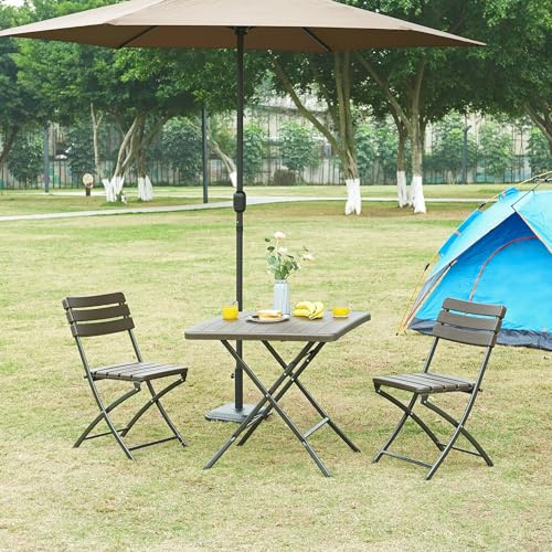 [en.casa] Klapptisch Lillestrøm Gartentisch Campingtisch klappbar 78 x 78 x 74 cm quadratisch Picknicktisch Outdoor Holzoptik, Dunkelbraun