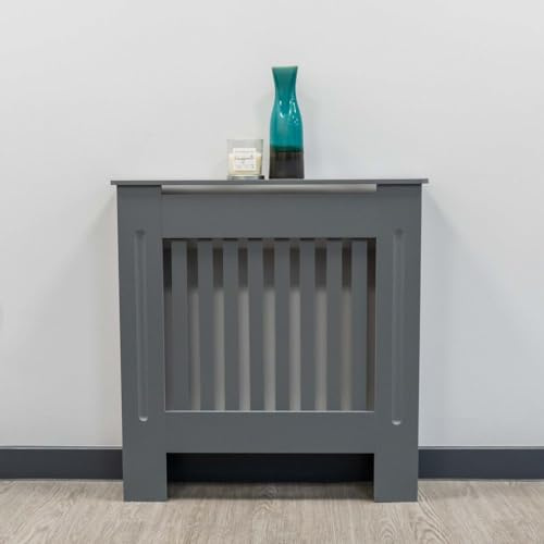 Jack Stonehouse Extra Large Radiator Cover Matt Grey Paint Over Radiator Shelf Clip On With Vertical Slats Sturdy MDF Wooden Radiator Covers For Bedroom Or Living Room Furniture Slim Radiator Cover
