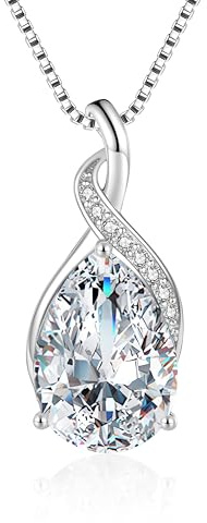 Cangall Halskette Damen Silber, 925 Sterling Silber Kette Halsschmuck mit Cubic Zirkonia, 45 + 5cm Silberkette mit Wassertropfen Anhänger, Liebesgeschenk für Frau zum Geburtstag Muttertag Jahrestag