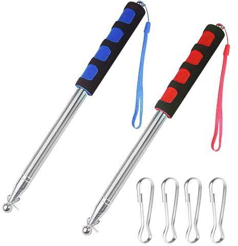 Telescopica Asta della Bandiera, 2 Pezzi 2 Metri Acciaio Inox Asta Telescopica per Bandiera con Clip, Portabil Asta Portabandiera per Viaggi, Campeggio, Gite, Concorsi, Insegnanti