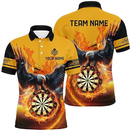 Personalisierte 3D-Eule im Flug auf Dartscheibe – Herren & Damen Darts-Polos & Quarter-Zip-Shirts | Gelb T1293