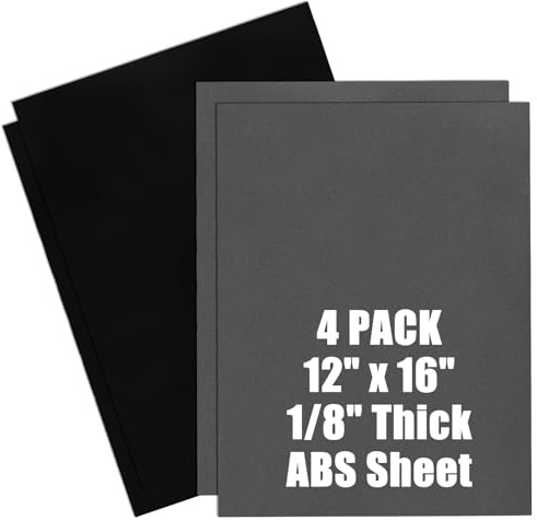 GBACHOOSE 4 Stück Kunststoffplatte, 40 x 30 cm ABS Kunststoffplatte, Kunststoffplatte 3mm, Kunststoffplatten Schwarz, Plastikplatte für Modellbau, Heimdekoration, Kunsthandwerk, Kotflügel