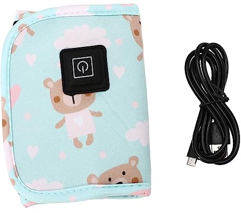 USB Babyflaschenwärmer Grün, Tragbare Wärmeschutzhülle für Milch | 1 Stück, Verbundvelours, für Säuglinge, Kompakte Hülle zum Unterwegs Einsatz
