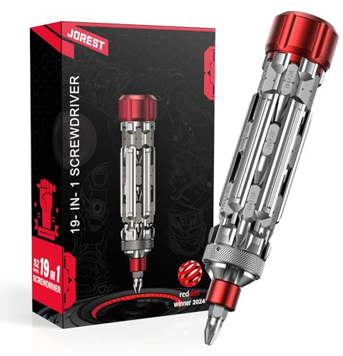 JOREST 19 in 1 Multibit Schraubendreher Set, Vatertagsgeschenk für Papa, EDC Multifunktionswerkzeug Geburtstagsgeschenk für Männer, Papa Geschenk zum Vatertag, Reparaturwerkzeug für Computer und Möbel