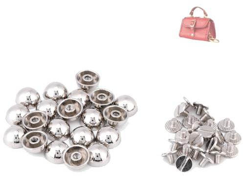 20 rivetti in metallo a forma di fungo per cinture artigianali in pelle, portamonete e borse in argento (misura 8 argento 12 mm fungo + vite)