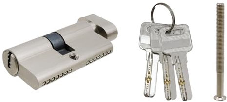 Savagrow 1Pcs 60mm Lock Cylinder with 3 Keys,Solid Brass,Silver
