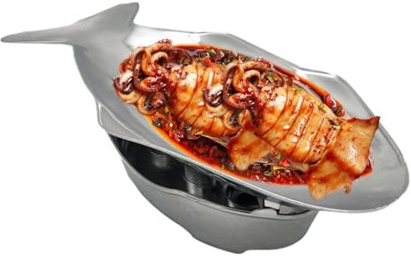 Bandejas de comida para pescado | Bandeja de aluminio de estilo tailandés – Bandejas de servir de metal en forma de placa de pescado de estilo tailandés para el patio al aire libre y la cocina