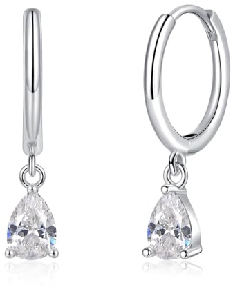 Loutade Ohrringe Silber 925 für Damen, Sterling Silber Creolen mit Anhänger | Creolen Silber 925 mit Wassertropfen / Schwarz Herz / Sonnenblume Anhänger, Hypoallergen Leichte Ohrringe Silber Hängend