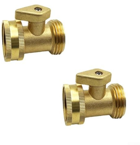 2 Pack Garden Hose Brass Shut Off Valve, 3/4'' Thread Heavy Duty Water Hose Connector Shutoff Ball Valve Faucet Hose Adapter
