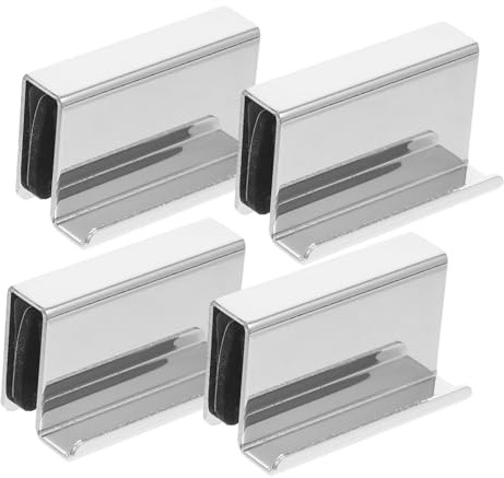 EXHUMKY 4 Stück Robuste Türclips aus Kältem Walzstahl für Glastüren 4-6mm Dicke mit Einfacher Montage für Vitrinen und Acrylglas Schranktüren
