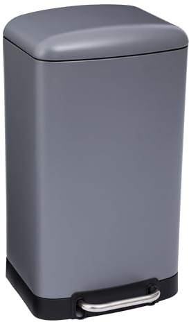 WELL HOME - Papelera/cubo de basura/contenedor de residuos con pedal Antracita 30L