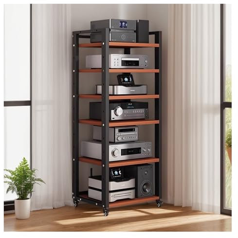 mobile stereo hi fi rack hifi Mobiletto Stereo Angolare A 6 Ripiani For La Casa, Console For Videogiochi, Supporto Audio E Video, Unità Di Archiviazione Multimediale, Giradischi, Ricevitore CD/DVD, Ra