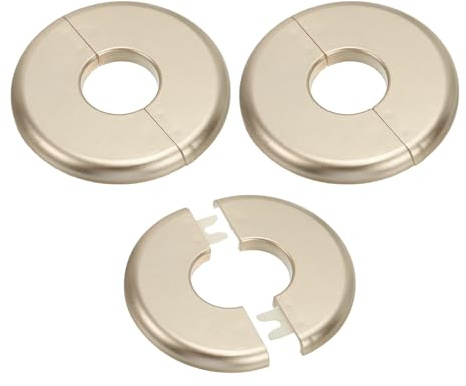 PATIKIL Rohrabdeckung Wand Split Flansch Rohrmanschette 1,1/28mm, 3 Stück ABS Runde Selbstklebende Rosetten Wasserhahn Armaturen-Abdeckungen für Wasserrohr Wasserhahn Dekoration, Gold