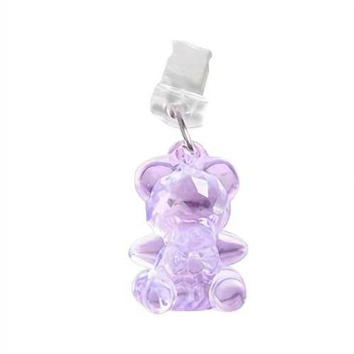 Bear Phone Dust Plug Charm, Cute Bear Phone Charger Cover Protector,Portable Cell Phone Charge Port Cover, USB C Dust Plug Charm Decorative (Purple)