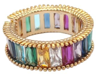 Veemoon Vintage Offener Ring in Regenbogenfarben aus Kupfer Verstellbar und Modisch Komfortabler Sitz für Weihnachten und Valentinstag