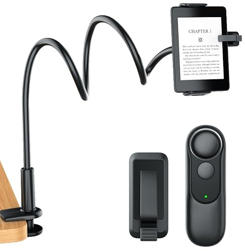 hogance Support pour Kindle avec RF Télécommande Tourne Page (HKRC004) pour Lire au lit, eReaders Support et Télécommande Liseuse for Kindle/iPad/Tablets, Cadeau pour Les lecteurs