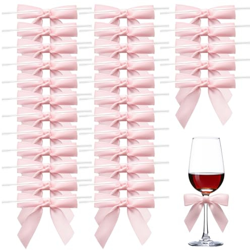 UCFBWO 100 Stück Rosa Satin Geschenkschleifen Deko Geschenk Schleifen 6×5.5cm – Kleine Schleifen für Geschenkverpackung, Hochzeitsdeko, Geburtstag, DIY Basteln