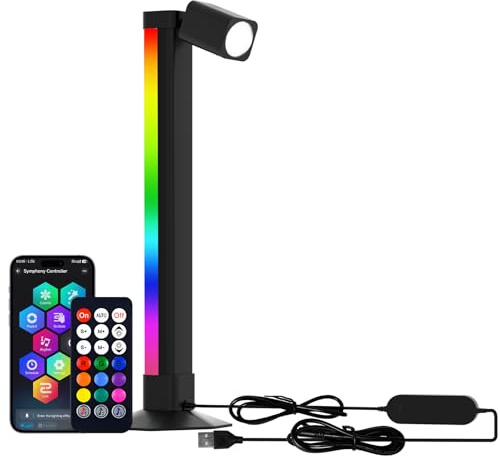 AURORIONCG Lámpara de Escritorio LED, Flexo Lectura y Luz Gaming RGBIC