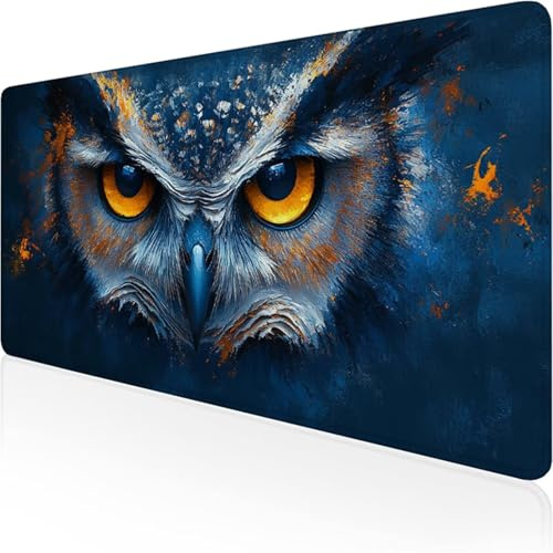 Alfombrilla Ratón XXL 1200x600x3mm,Azul Alfombrilla Escritorio búho Mouse Pad Gaming con Base de Caucho Antideslizante e Impermeable Almohadilla Teclado,Protector Escritorio Ideal para Oficina D1-776