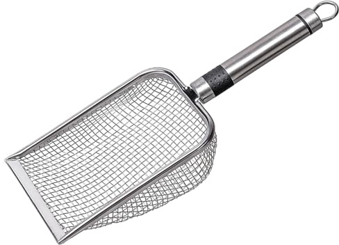 MISUVRSE Große Streuschaufel, Metallschaufel für Kätzchen, hohl, Kotsieb, Schaufel, Box, Reiniger, Streuschaufel, Metall