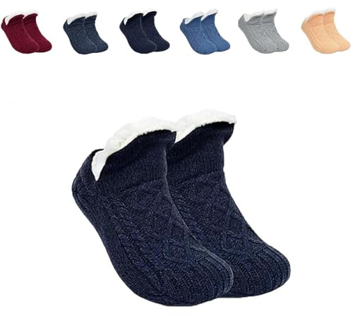 Generisk Midnighti halkfria termostrumpor för inomhusbruk, tjocka, varma tofflor med fleecefoder mjuka, varma vinterstrumpor för inomhusbruk, bekväma termostrumpor, 1 st D, Large