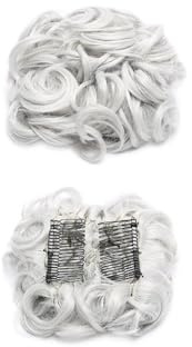 Syntetiska kammar mässigt hår bit vågigt lockigt hår byn förlängning tjock lockigt chignon hårdel klämma i scrunchies ponytail förlängning för kvinnor ponytail förlängning (silvergrå)
