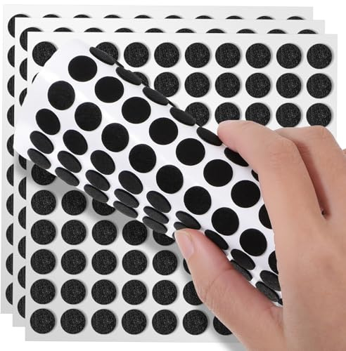 300 PCS Small Felt Pads, 3/8 Thin Felt Dots for Cabinet Doors, Self Adhesive Cabinet Cushion Dots for Chair Doors Desks Floor Drawers, Black