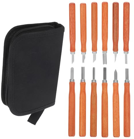 BUGUUYO Coltelli per Intaglio del Legno con Manico in Legno Imitazione Ergonomici per Scultura Modellazione e Lavori Fai da Te Lame in Acciaio Resistenti e Affilate per Artigianato e
