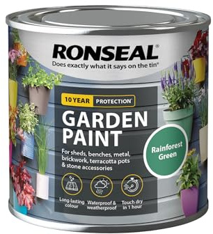 Ronseal 39437 Garden Paint Rainforest Green 250ml 1 Pack | Ronseal 39437 Garden Paint|Rainforest Green colour|250ml quantity|Suitable for wood, brick, terracotta and metal surfaces|