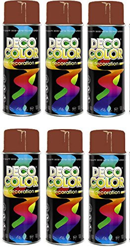 Deco Color 6er Sparpack DC Lackspray glänzend 400ml nach RAL freie Farbauswahl (6 Dosen in kupferbraun glanz RAL 8004)