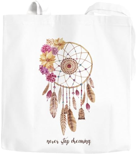 Autiga Jutebeutel Traumfänger Blumen Flower Dreamcatcher Boho Bohamian Watercolor Baumwolltasche Stoffbeutel