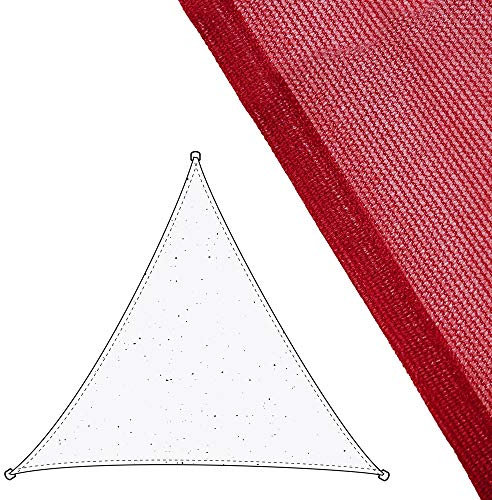 LOLAhome Toldo Vela de Sombra ANTICHARCOS | 3,5x3,5x3,5 m Triangular Rojo | Fibras Alta Resistencia 200gr/m² HDPE, Protección UV, Transpirable | para Exteriores: Jardín, Patio, Terraza