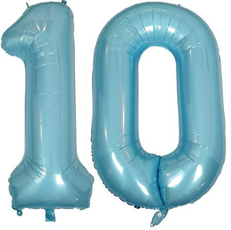 DIWULI Globos de Cumpleaños 10 Años XXL Azul - Número 10
