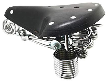 TentHome Vintage Fahrradsattel Fahrradsitz Leder Cityradsättel Sattel gefedert Tourensattel Federsattel mit verbesserten 4 Federn, mit Kloben und Niete