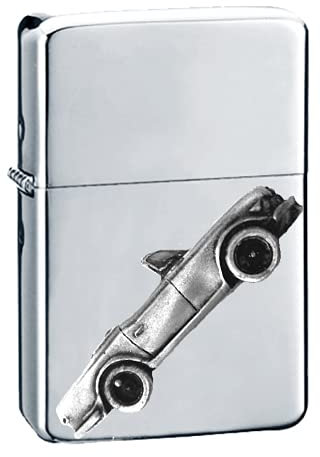 Britisches Oldtimer TR6 Roadster ref271 Zinn-Effekt Design auf einem Flip-Top-Benzinfeuerzeug, winddicht, Silber nachfüllbar