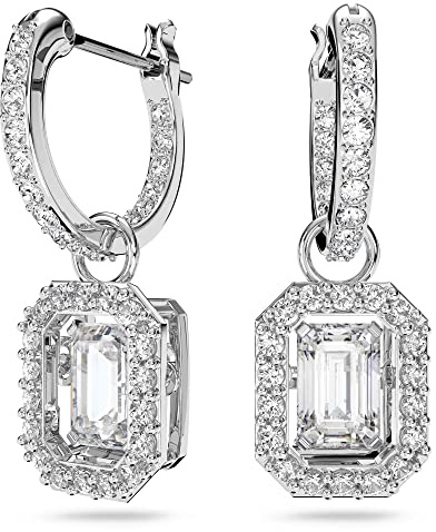 Swarovski Una Drop-Ohrhänger, Rhodinierte Ohrringe mit Strahlenden Swarovski Kristallen