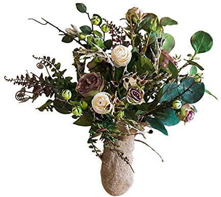 KIZQYN Künstliche Blumen 17.72inch Seide Brautsträuße, Hochzeit Romantischer Blumenstrauß, künstliche Blumen for Valentinstag-Bekenntnis Parteikirche (Keine Vase) Kunstblumen Blumen Dekor