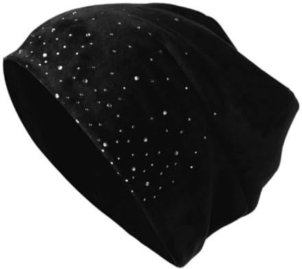 Kemo huvudbonader mössa hatt för kvinnor supermjuk velour gnistrande keps turban bandana, Svart