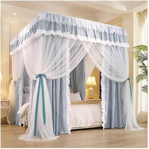 AFLCIO 4 Corner Post Blackout Bed Canopy & Moskito Net for Girls Bed, Princess Curtain Net for Twin/Full/Queen/King Size Bed (Color : Style 4, Size : 2x2.2x2m)