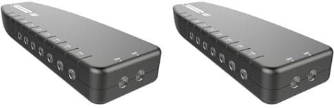 SLx TV Signal Booster, 6 Way Signal Distribution Amplifier with Coax Connections, 4G & 5G Filtering, Indoor Aerial for HD & 4K TV/FM/DAB & Freeview, Variable Gain Control (Pack of 2)